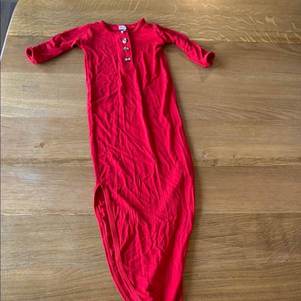 Red Lou Lou and company Long Sleeve Baby Gown with Button. Size newborn